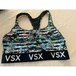 Victoria’s Secret VSX Sports Bra Multicolor Colorful Black Size Large